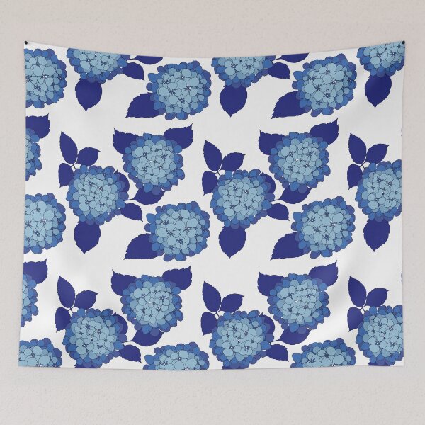 Item preview, Hamptons Blue and White Hydrangea Flowers Pattern designed and sold by HotHibiscus.