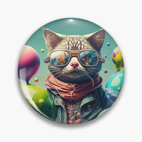 Item preview, Environmentalist Cyberpunk Cat celebrating Earth Day - surrealist AI Generated Art designed and sold by Flowsaiartshop.