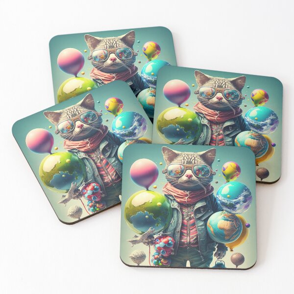 Item preview, Environmentalist Cyberpunk Cat celebrating Earth Day - surrealist AI Generated Art designed and sold by Flowsaiartshop.
