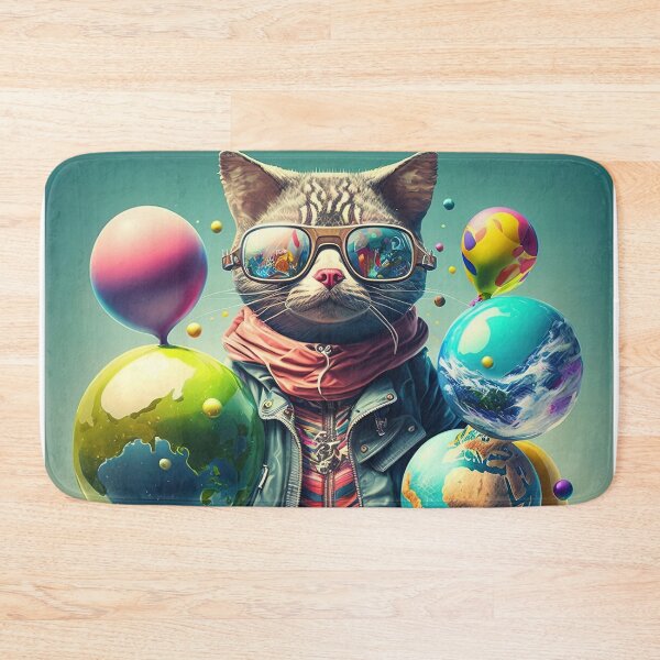 Item preview, Environmentalist Cyberpunk Cat celebrating Earth Day - surrealist AI Generated Art designed and sold by Flowsaiartshop.