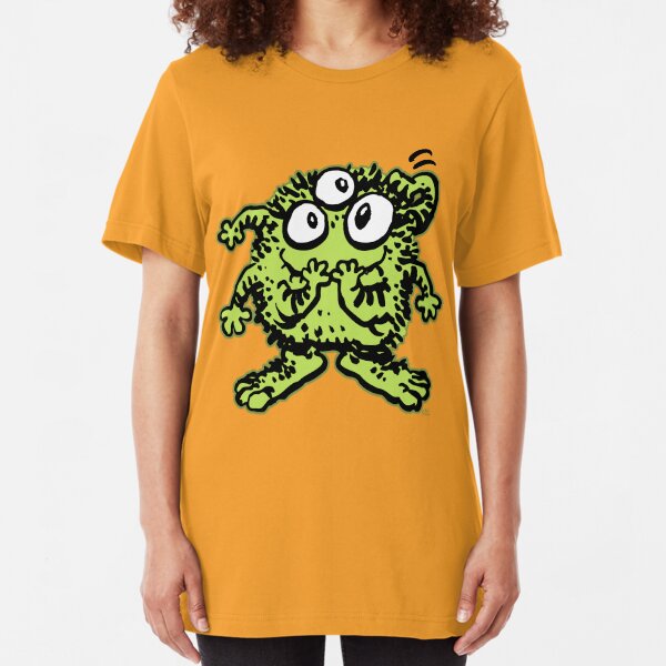 Cute Cartoon Green Monster by Cheerful Madness!! Slim Fit T-Shirt