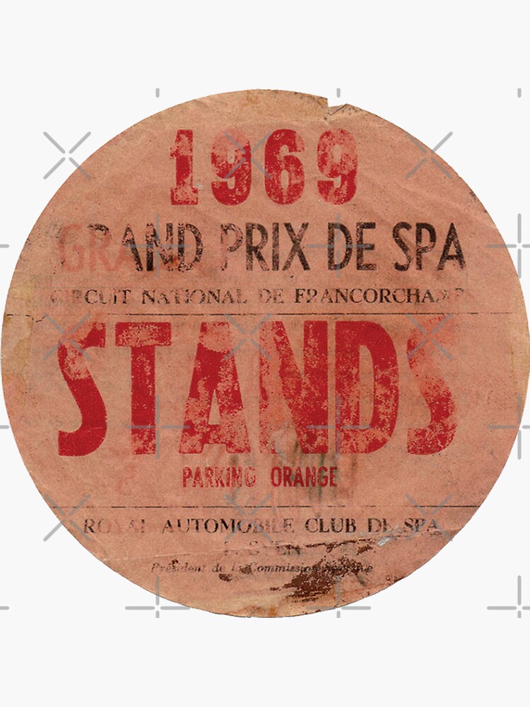 Sticker for Sale mit 1969 Spa Francorchamps Belgien GP Paddock / Pits  Parkplatz Auto Windschutzscheibenaufkleber – Used-Look für authentischen  Look! von retropetrol