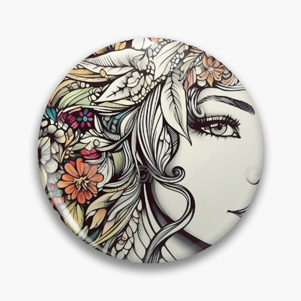 Item preview, Female and Flowers : Unfinished Colouring Book Page designed and sold by MTJ-Mushrooms.