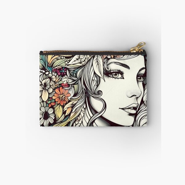 Item preview, Female and Flowers : Unfinished Colouring Book Page designed and sold by MTJ-Mushrooms.