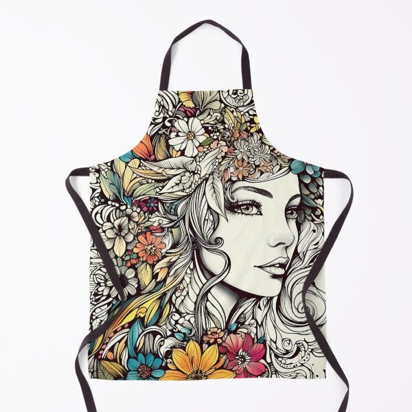 Item preview, Female and Flowers : Unfinished Colouring Book Page designed and sold by MTJ-Mushrooms.