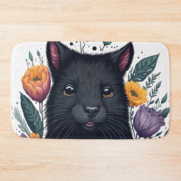 Item preview, Cute Black Mink Watercolor Art with Colorful Flowers and Leaves designed and sold by AndyNgn.
