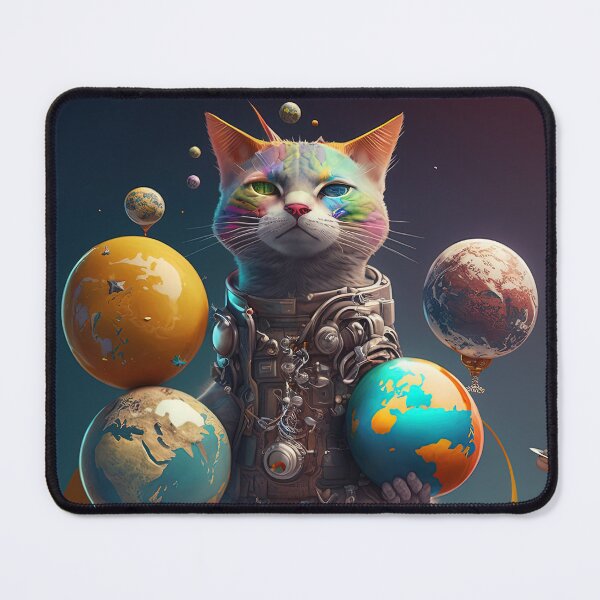 Item preview, Environmentalist Cyberpunk Cat celebrating Earth Day - surrealist AI Generated Art designed and sold by Flowsaiartshop.
