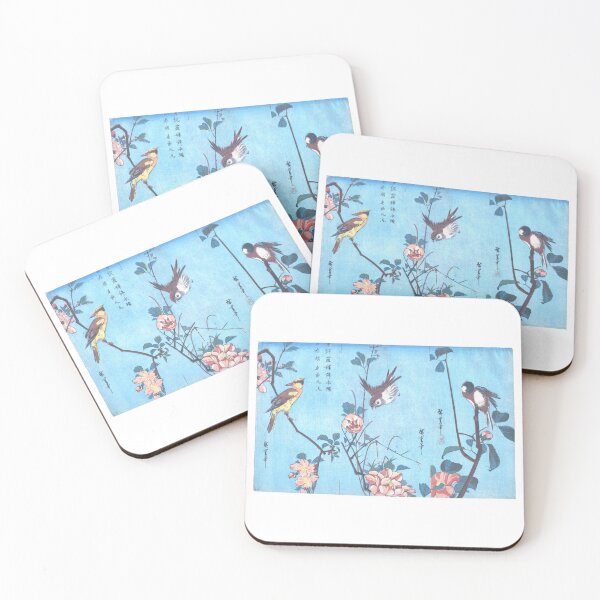 Item preview, Utagawa Hiroshige Titmouse and Camellias (right), Sparrow and Wild Roses (center), and Black-naped Oriole and Cherry Blossoms left designed and sold by TeeARTHY.