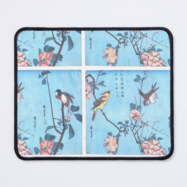 Item preview, Utagawa Hiroshige Titmouse and Camellias (right), Sparrow and Wild Roses (center), and Black-naped Oriole and Cherry Blossoms left designed and sold by TeeARTHY.
