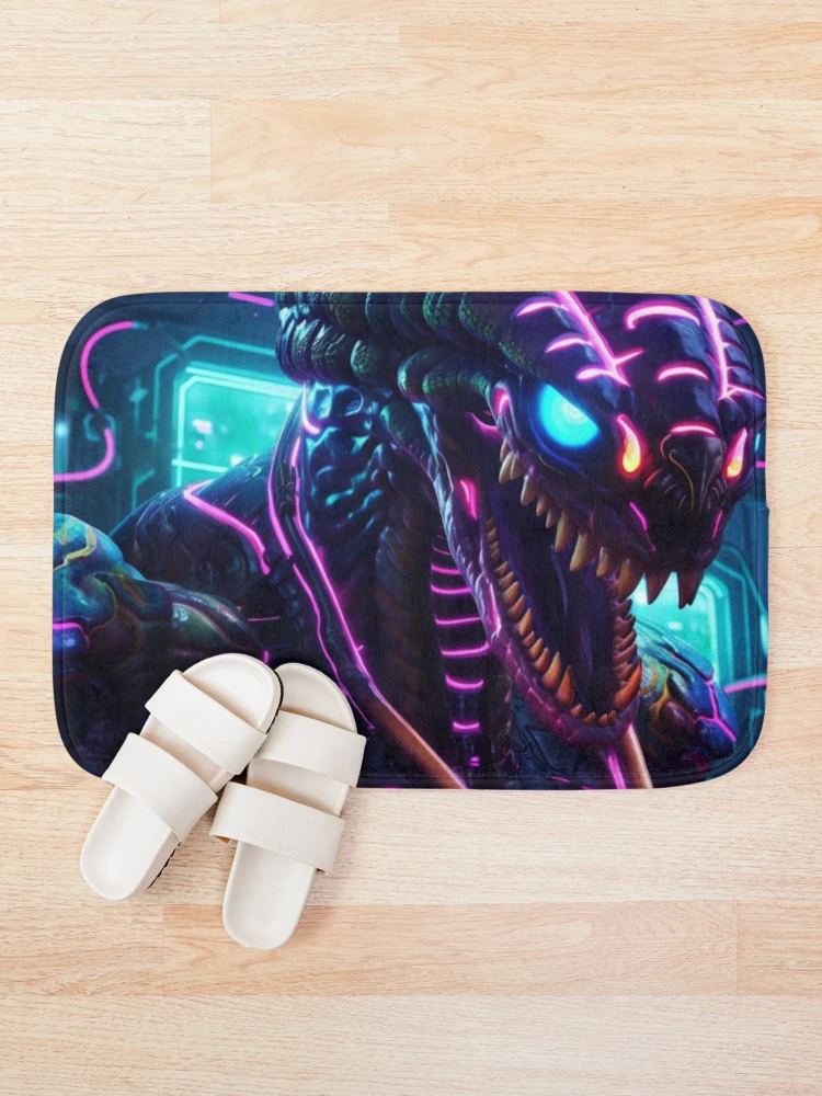 Thumbnail 1 of 6, Bath Mat, Bismarck Ringed Python God designed and sold by Dawn van Doorn.