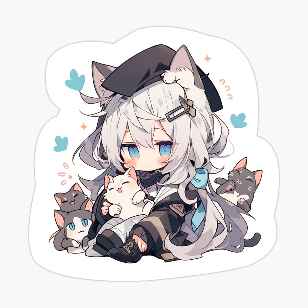 Cute Anime Kawaii Cat Sticker for Sale by Darcekar