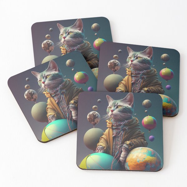 Item preview, Environmentalist Cyberpunk Cat celebrating Earth Day - surrealist AI Generated Art designed and sold by Flowsaiartshop.