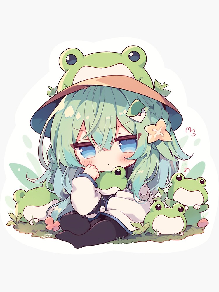 Cute Grey Hair Anime Frog Girl Poster for Sale by PatternzPro