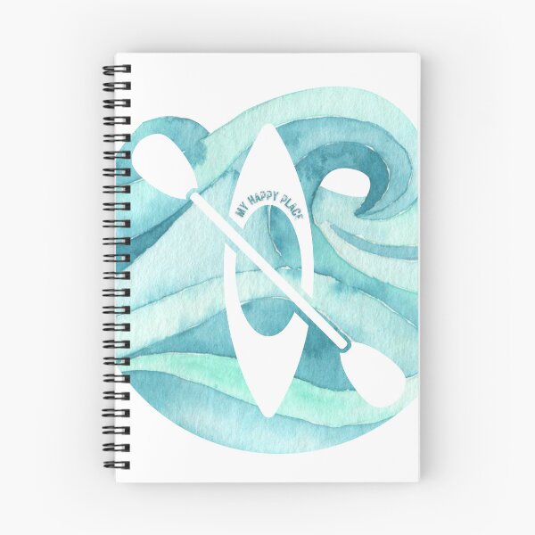 Item preview, My Happy Place, Kayak in Teal Wave, Round designed and sold by TwoSmallPtatoes.