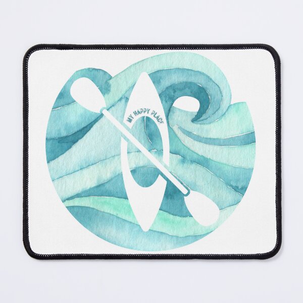 Item preview, My Happy Place, Kayak in Teal Wave, Round designed and sold by TwoSmallPtatoes.