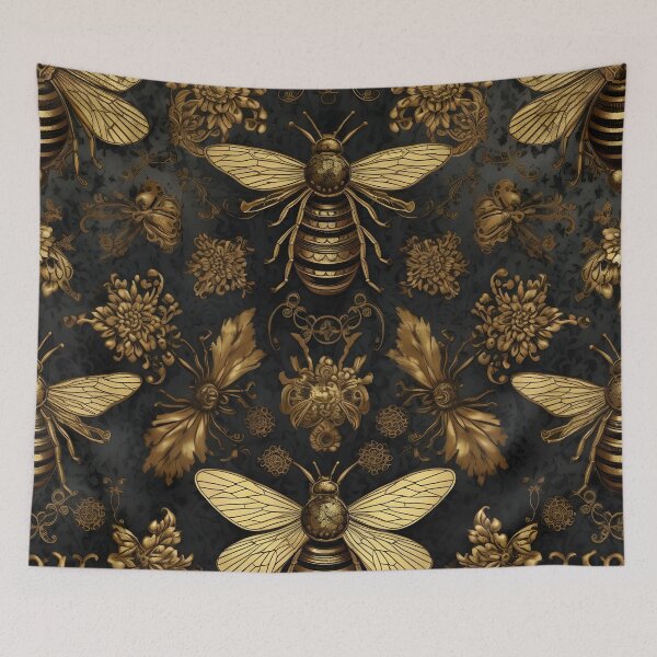 Item preview, Splendid Golden Abstract Honey Bees Pattern designed and sold by PatternBestFan.