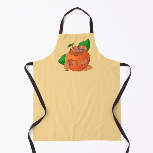 Item preview, cute capybara art, capybaras in a yuzu onsen bath, bathing with oranges designed and sold by tinyartsshop.