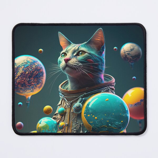 Item preview,  Environmentalist Cyberpunk Cat celebrating Earth Day - surrealist AI Generated Art designed and sold by Flowsaiartshop.