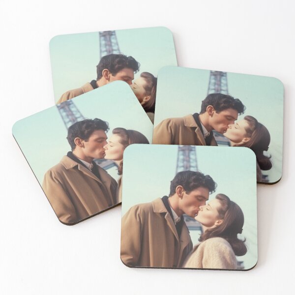 Item preview, Young couple kissing in front of Eiffel Tower 1960's designed and sold by OnlyShowers.