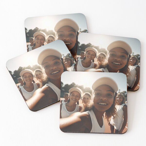 Item preview, Selfie of a group of young tenniplayers  designed and sold by AIArtShopPro.