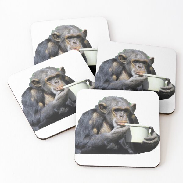 Item preview, Chimp drinking coffee designed and sold by bwalkama.