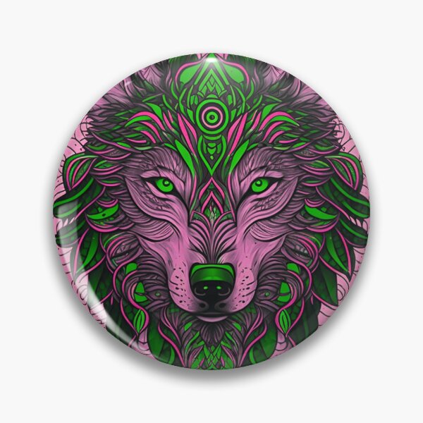 Item preview, pink Spirit wolf mandala pattern design intricate design for hena and tattoos designed and sold by LAID92.