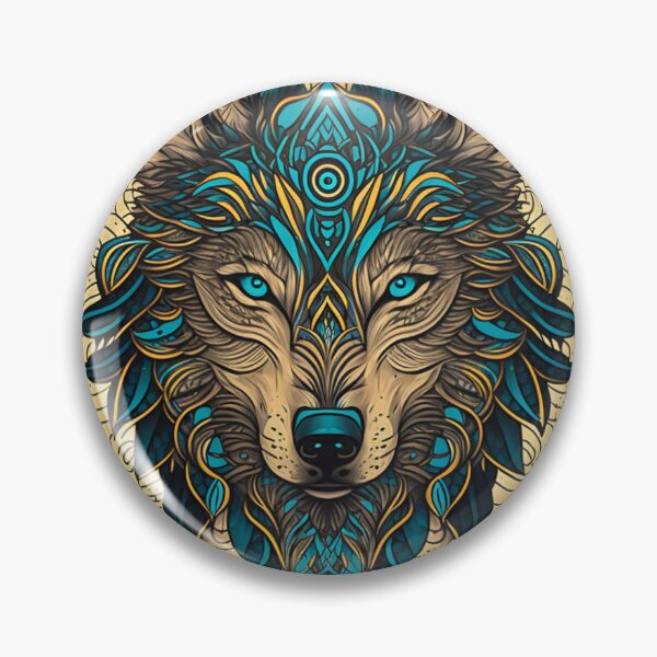 Item preview, golden Spirit wolf mandala pattern design intricate design for hena and tattoos designed and sold by LAID92.