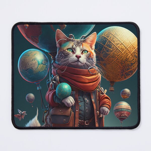 Item preview, Environmentalist Cyberpunk Cat celebrating Earth Day - surrealist AI Generated Art designed and sold by Flowsaiartshop.