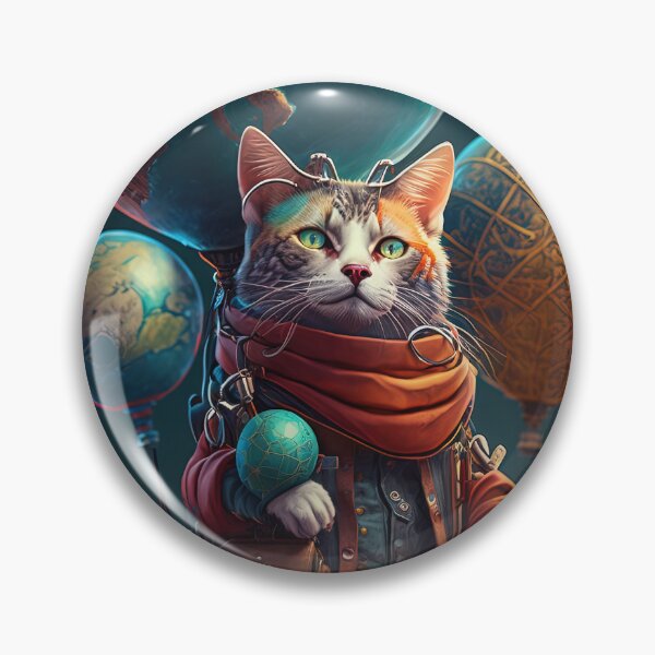 Item preview,  Environmentalist Cyberpunk Cat celebrating Earth Day - surrealist AI Generated Art designed and sold by Flowsaiartshop.