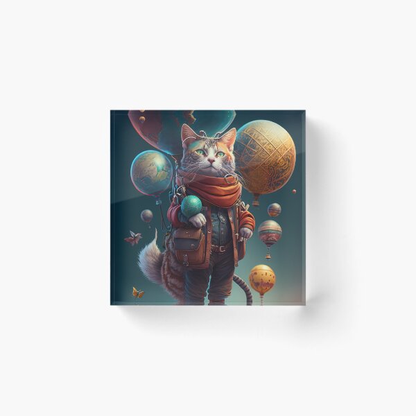 Item preview,  Environmentalist Cyberpunk Cat celebrating Earth Day - surrealist AI Generated Art designed and sold by Flowsaiartshop.