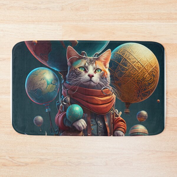 Item preview,  Environmentalist Cyberpunk Cat celebrating Earth Day - surrealist AI Generated Art designed and sold by Flowsaiartshop.