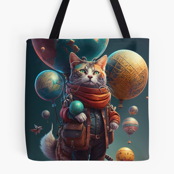 Item preview,  Environmentalist Cyberpunk Cat celebrating Earth Day - surrealist AI Generated Art designed and sold by Flowsaiartshop.