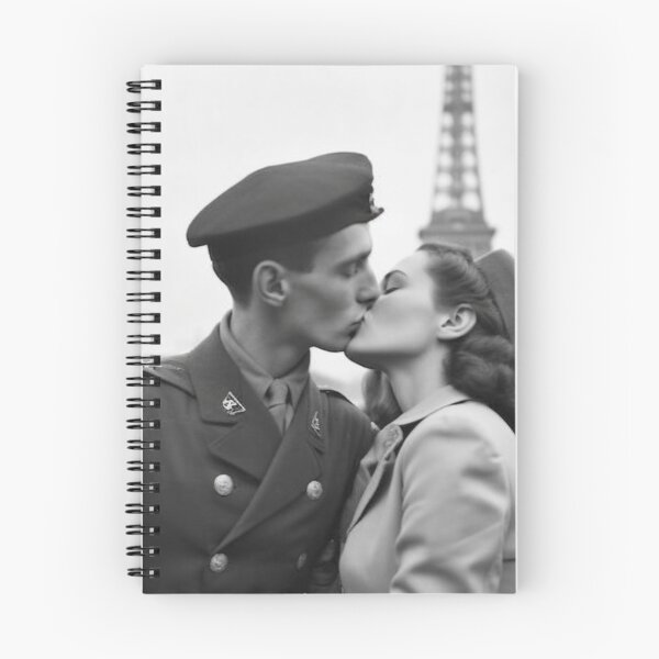 Item preview, Young Soldier Kissing women goodbye in front of Eiffel Tower designed and sold by OnlyShowers.