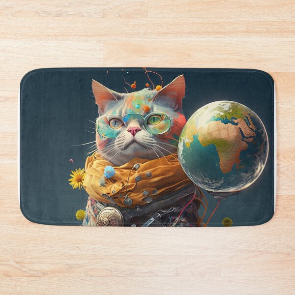 Item preview, Environmentalist Cyberpunk Cat celebrating Earth Day - surrealist AI Generated Art designed and sold by Flowsaiartshop.