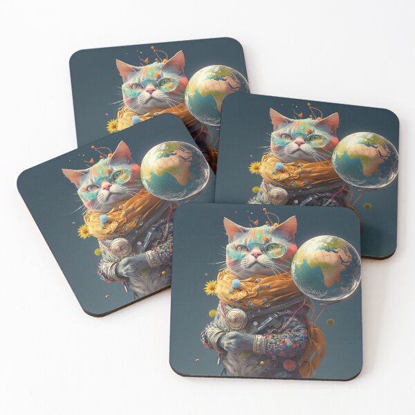 Item preview, Environmentalist Cyberpunk Cat celebrating Earth Day - surrealist AI Generated Art designed and sold by Flowsaiartshop.