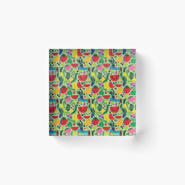 Item preview, Bold and Vibrant Fruit Pattern on Green Background  Cheerful Fruit Design  designed and sold by ArtPowTech.