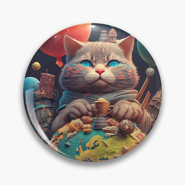 Item preview, Environmentalist Cyberpunk Cat celebrating Earth Day - surrealist AI Generated Art designed and sold by Flowsaiartshop.
