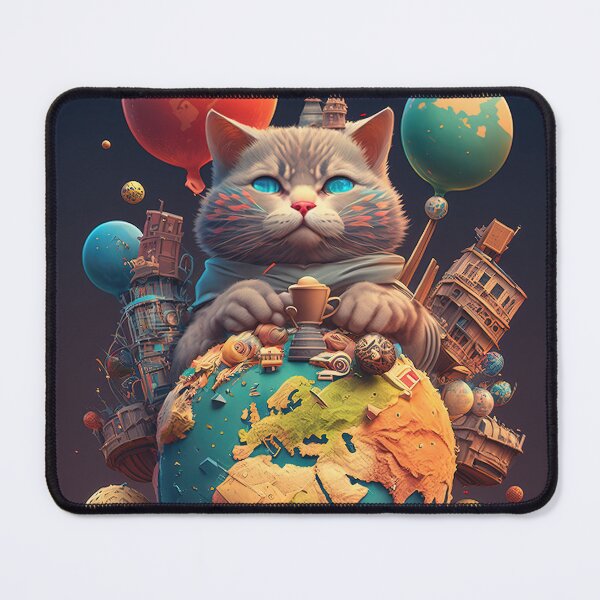 Item preview, Environmentalist Cyberpunk Cat celebrating Earth Day - surrealist AI Generated Art designed and sold by Flowsaiartshop.