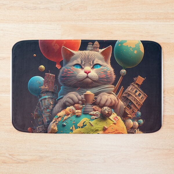 Item preview, Environmentalist Cyberpunk Cat celebrating Earth Day - surrealist AI Generated Art designed and sold by Flowsaiartshop.