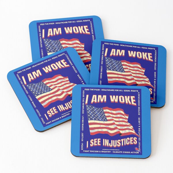 Item preview, PMD00787 Progressive Movement Designs Woke USA American Flag patriotic design shows you support progressive policy goals for progressive Democrats and Independents and Bernie Sanders supporters designed and sold by ProgressiveLeft.