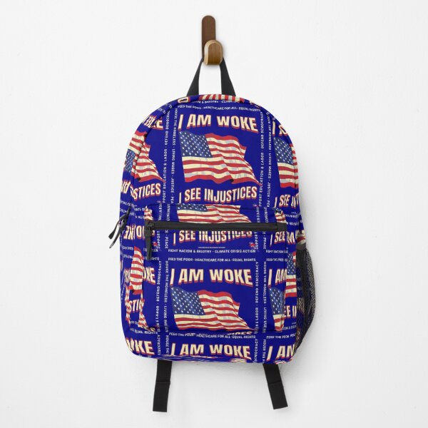Item preview, PMD00787 Progressive Movement Designs Woke USA American Flag patriotic design shows you support progressive policy goals for progressive Democrats and Independents and Bernie Sanders supporters designed and sold by ProgressiveLeft.