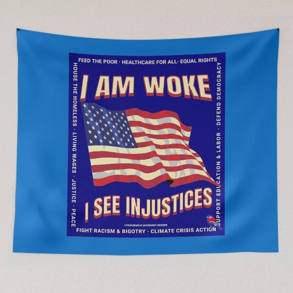Item preview, PMD00787 Progressive Movement Designs Woke USA American Flag patriotic design shows you support progressive policy goals for progressive Democrats and Independents and Bernie Sanders supporters designed and sold by ProgressiveLeft.