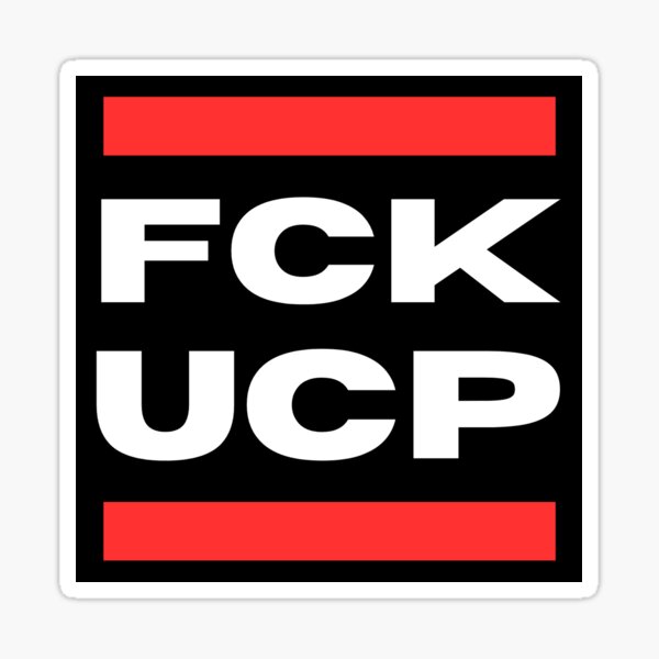 Vista previa del artículo con la obra «Fck UCP», diseñado y vendido por AlbertaAntifa.