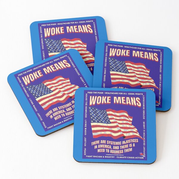 Item preview, PMD00788 Progressive Movement Designs Woke USA American Flag patriotic design shows you support progressive policy goals for progressive Democrats and Independents and Bernie Sanders supporters designed and sold by ProgressiveLeft.