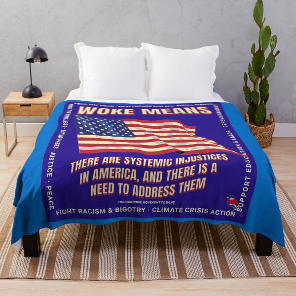 Item preview, PMD00788 Progressive Movement Designs Woke USA American Flag patriotic design shows you support progressive policy goals for progressive Democrats and Independents and Bernie Sanders supporters designed and sold by ProgressiveLeft.
