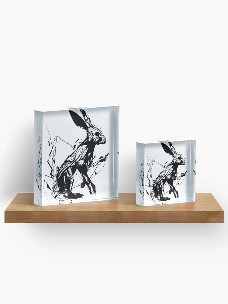 Thumbnail 3 of 5, Acrylic Block, Abstract Rabbit designed and sold by CortexCreations.