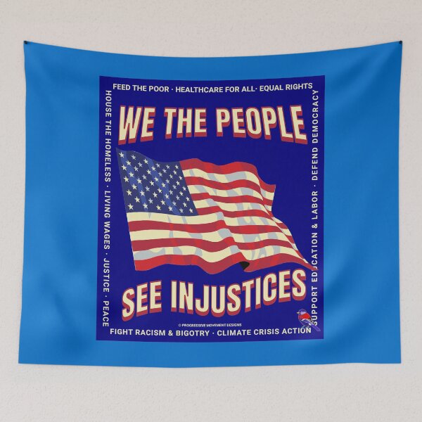 Item preview, PMD00789 Progressive Movement Designs Woke USA American Flag patriotic design shows you support progressive policy goals for progressive Democrats and Independents and Bernie Sanders supporters designed and sold by ProgressiveLeft.