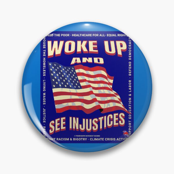 Item preview, PMD00790 Progressive Movement Designs Woke USA American Flag patriotic design shows you support progressive policy goals for progressive Democrats and Independents and Bernie Sanders supporters designed and sold by ProgressiveLeft.