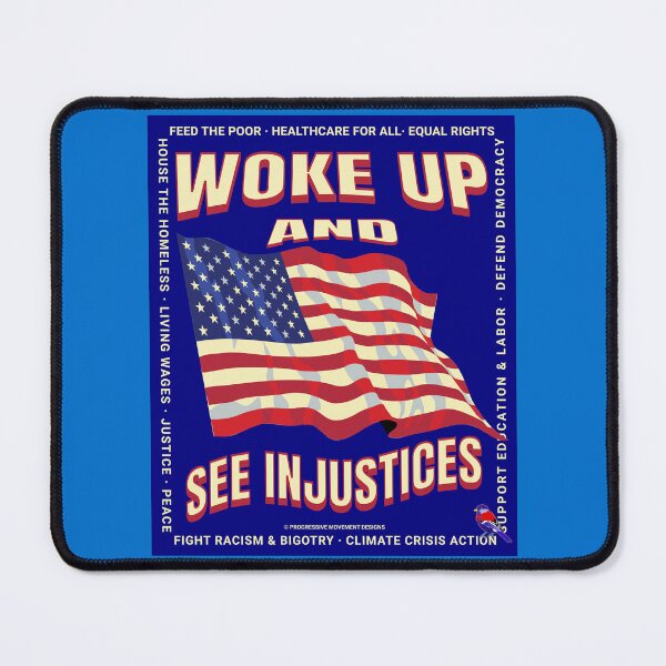 Item preview, PMD00790 Progressive Movement Designs Woke USA American Flag patriotic design shows you support progressive policy goals for progressive Democrats and Independents and Bernie Sanders supporters designed and sold by ProgressiveLeft.