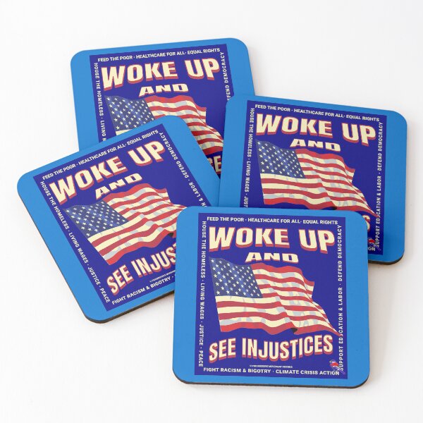 Item preview, PMD00790 Progressive Movement Designs Woke USA American Flag patriotic design shows you support progressive policy goals for progressive Democrats and Independents and Bernie Sanders supporters designed and sold by ProgressiveLeft.